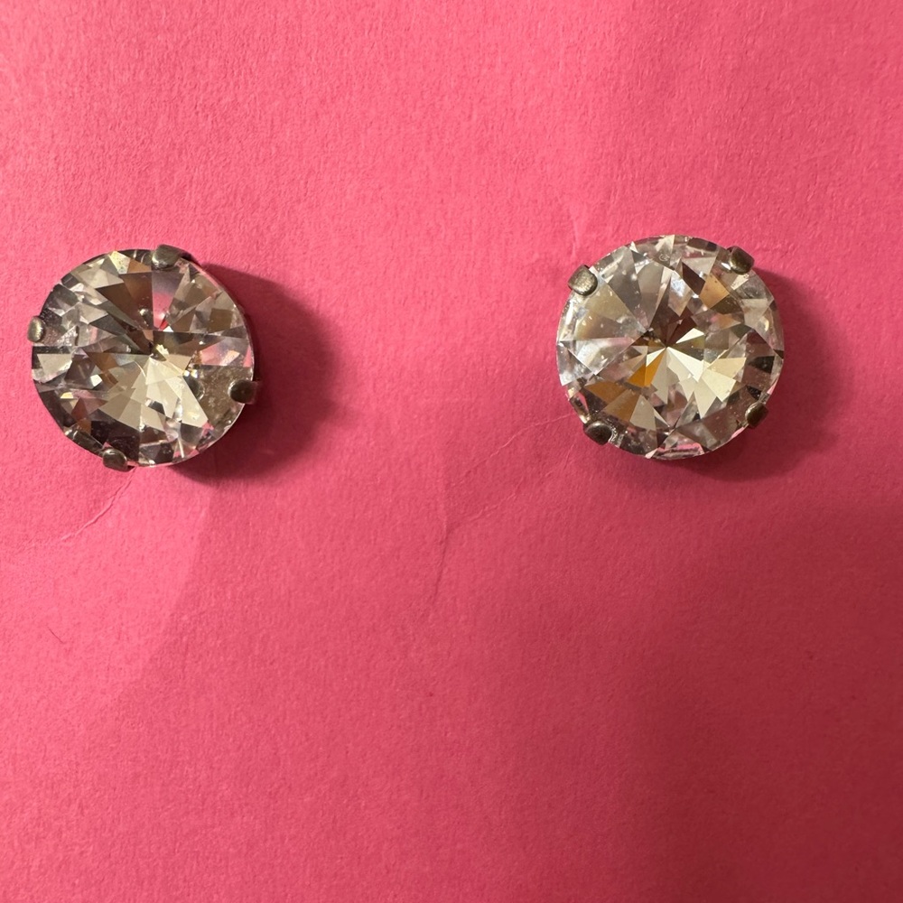 SABIKA “Mega” size Silver Stud Clear Stone Earrings